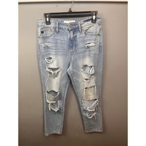 Kancan High Rise Ripped Boyfriend Mom Jeans Womens 3/25‎ Light Blue KC9176L
